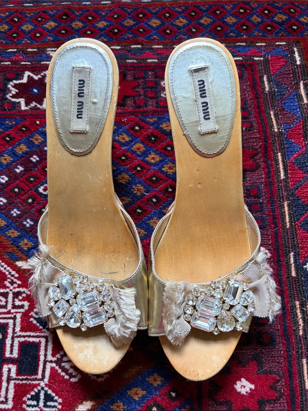 Miu Miu | Embellished platform heeled sandals - Picture 5 of 6